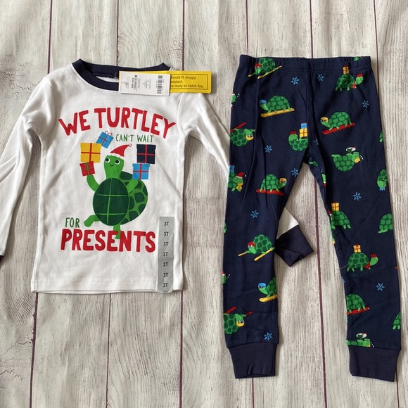 🎄🐢NWT Carter’s Christmas Pajamas Toddler Boys 🐢🎄 - Picture 2 of 5